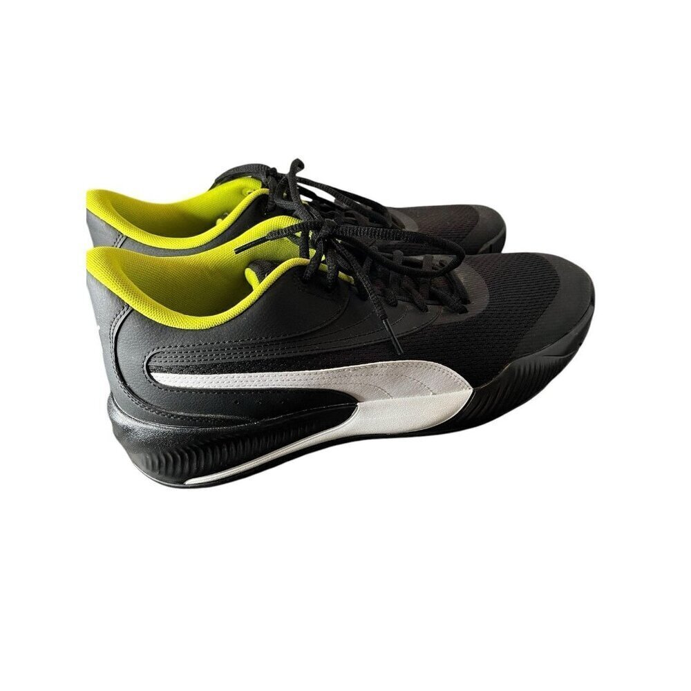 Puma Men's 10.5 Triple Men's Basketball Black & White Sneakers Low Lace Up